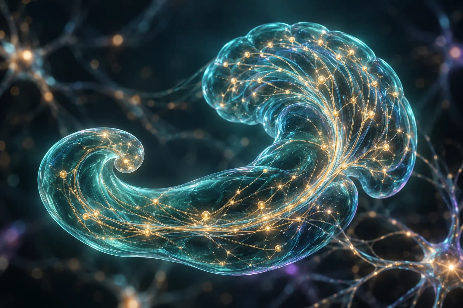 Conceptual illustration of a looping network of neural connections.