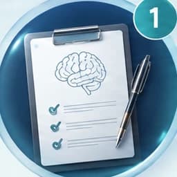 Illustration of a clipboard with a brain sketch and assessment checklist.